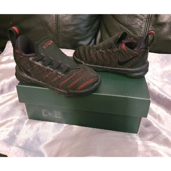 Nike LeBron 16 black and red toddler sneaker size 5c - Picture 1 of 4
